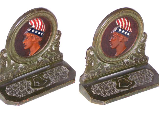 A Rare pair of LADY LIBERTY Antique Bookends circa 1910-1920. — image 4